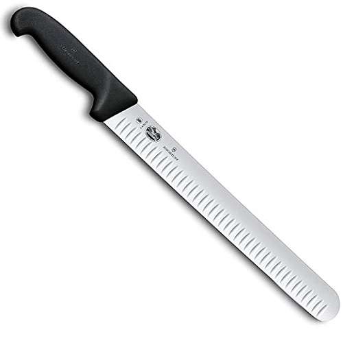 Victorinox-Swiss-Army- 47645 Cutlery Fibrox Pro Slicing Knife, Granton Blade, Black, 12-Inch