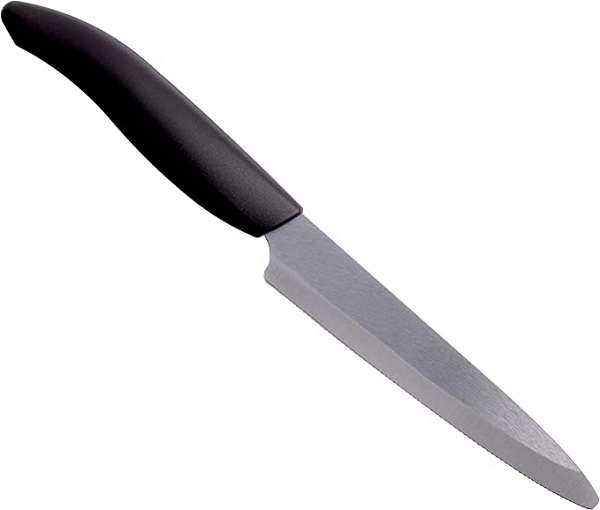 Kyocera Advanced Ceramic Revolution Series 5-inch Micro Serrated Tomato, Utility Knife, Black Blade: