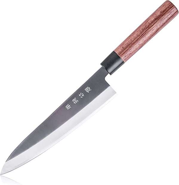 Traditional Japanese Professional Gyuto Kitchen brisket Chefs Knife. Premium 8-inch High Carbon Stainless Steel. Gyuto Sushi Knife with High Corrosion Resistance in a Single Bevel Chisel Edge Grind