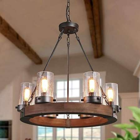 GEPOW Farmhouse Wood Chandelier