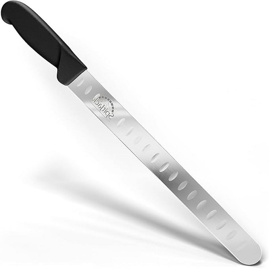 SpitJack BBQ Smoked Brisket Knife for Meat Carving and Slicing - SS, Granton Edge, 11 Inch Blade